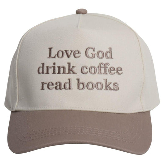 Love God Drink Coffee Read Books Embroidered Baseball Cap