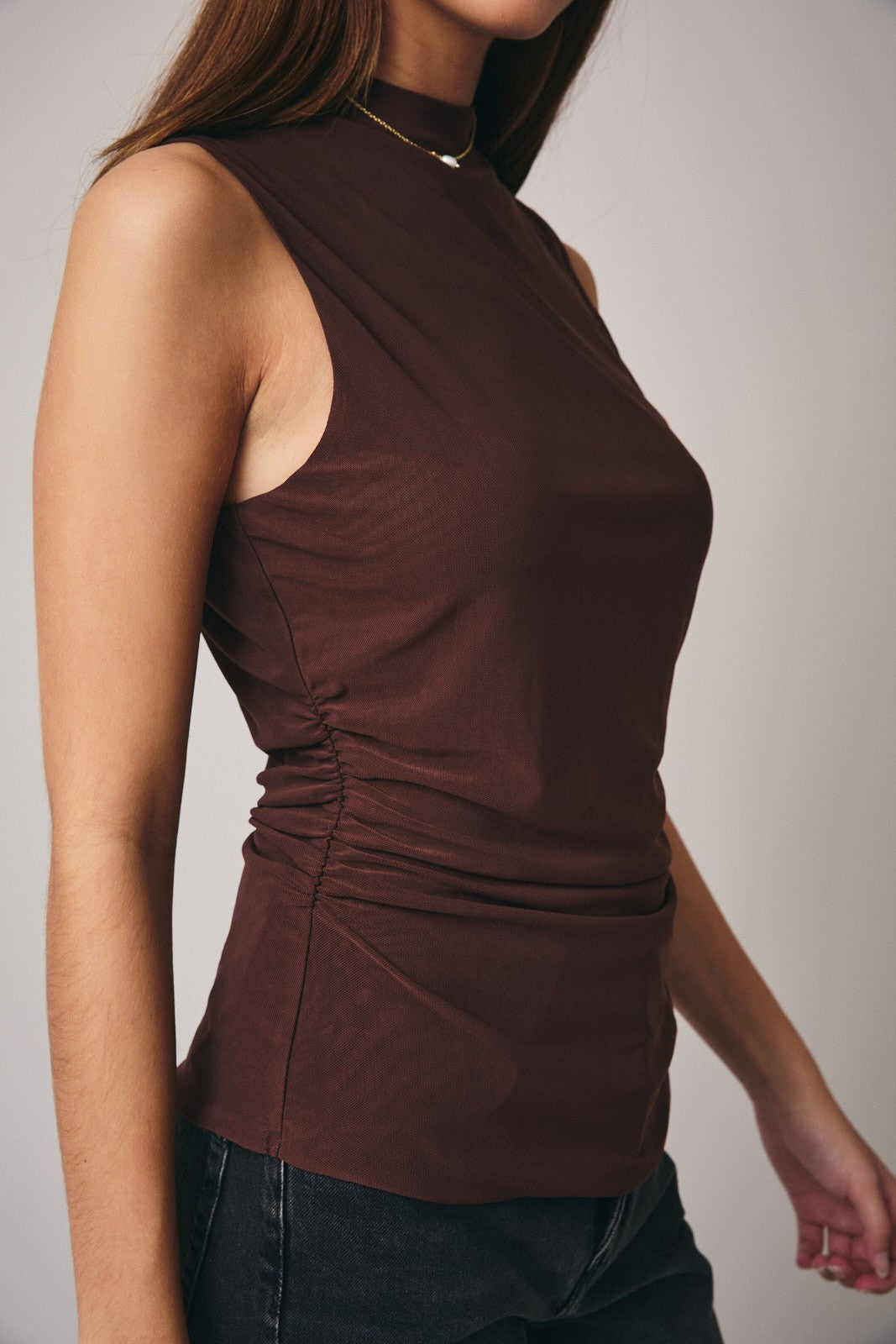 Mamacita Mock Neck Sleeveless Mesh Top