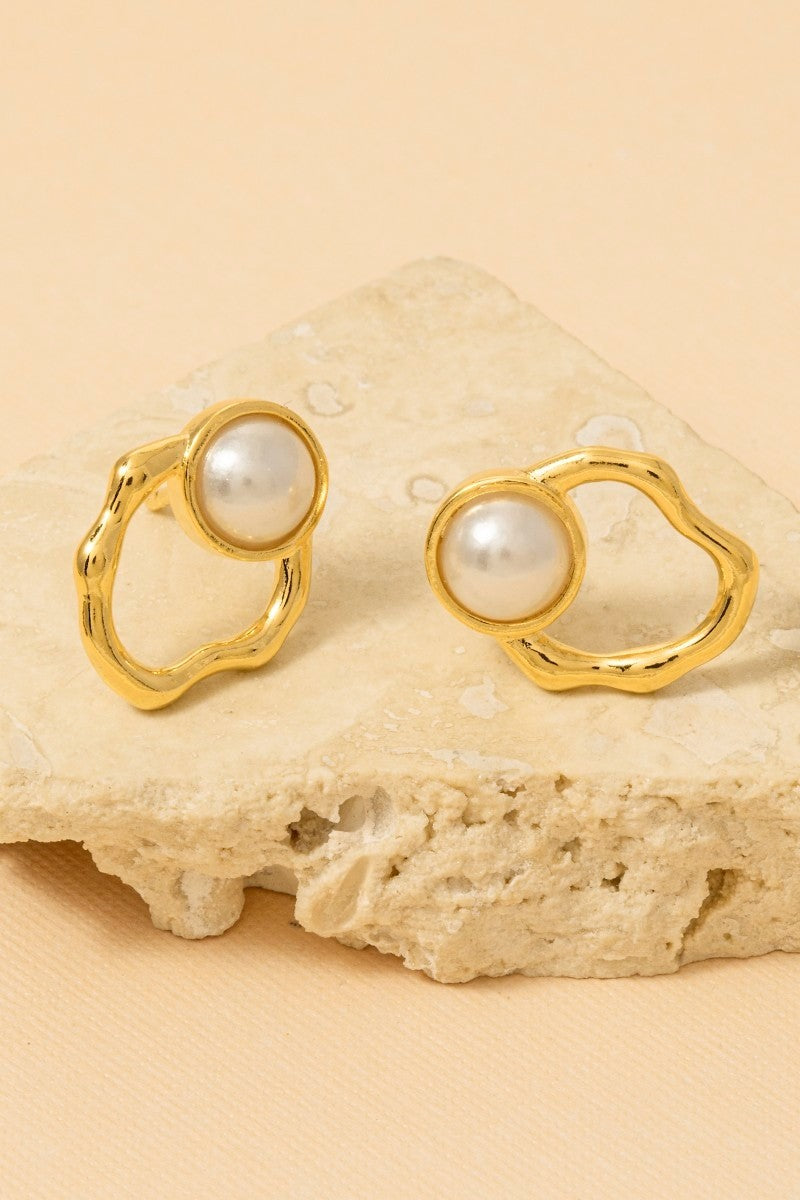 Abstract Pearl Earrings