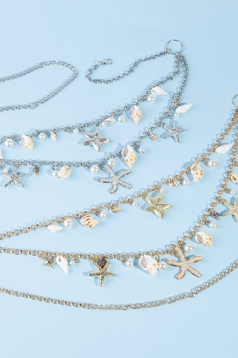 Sealife Charms Layered Chain Belt