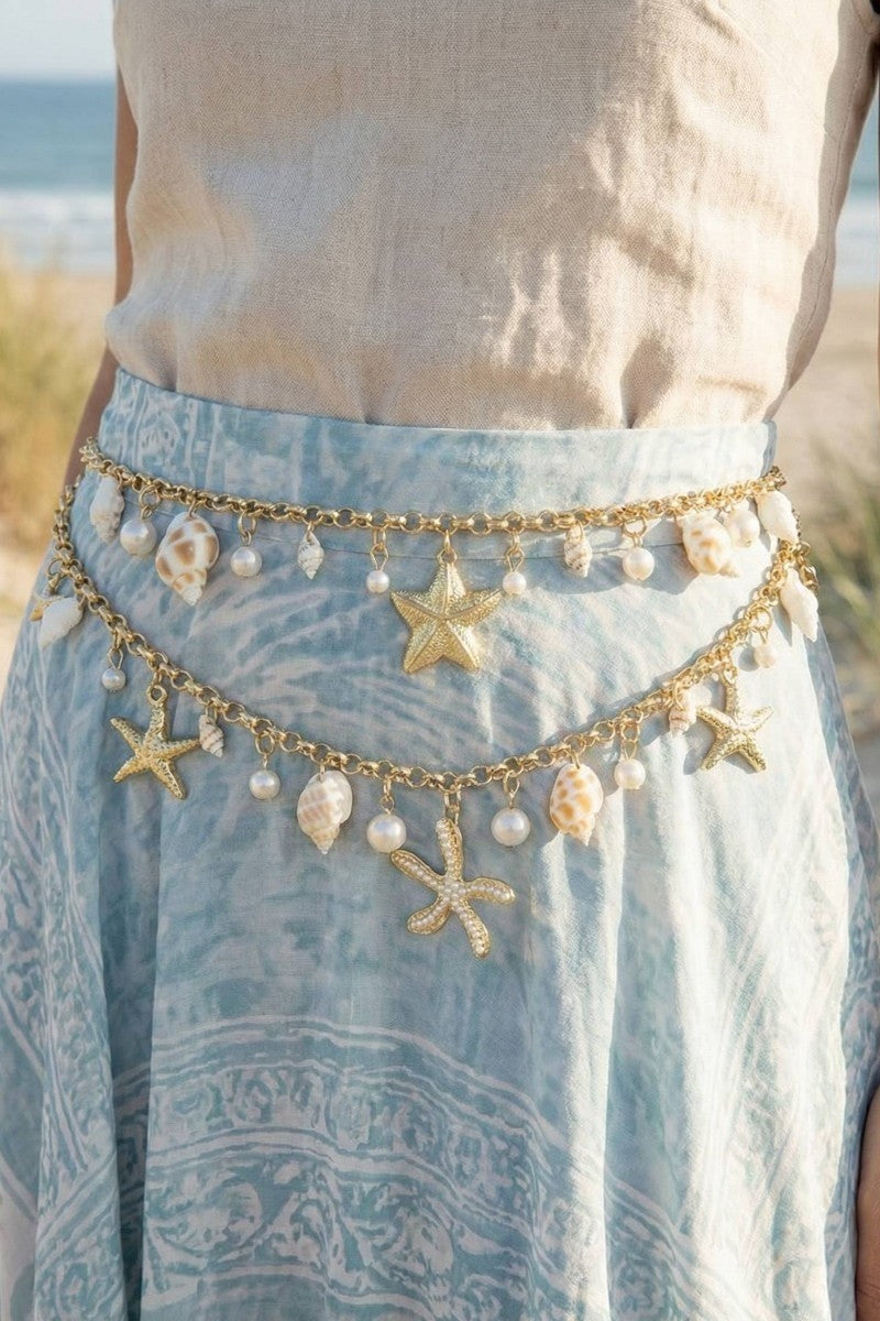 Sealife Charms Layered Chain Belt