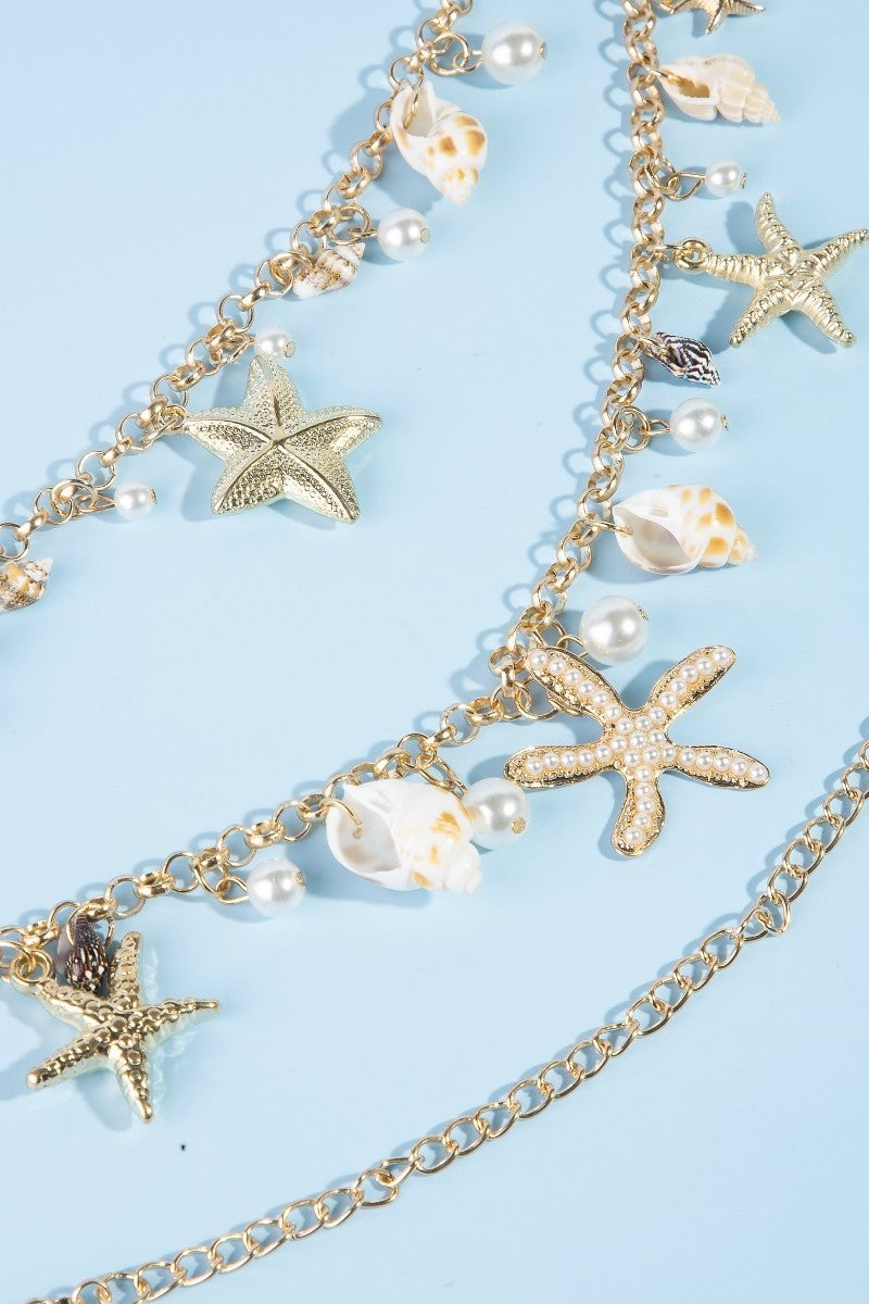 Sealife Charms Layered Chain Belt