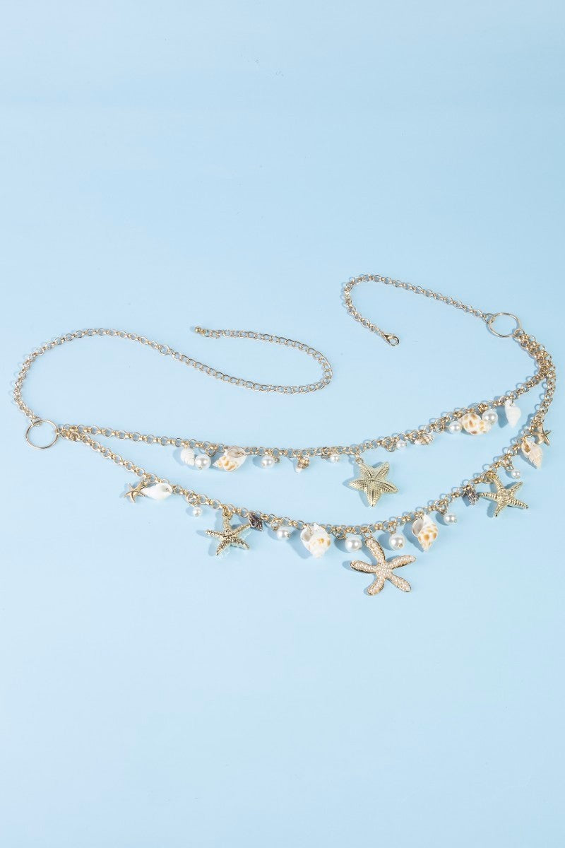 Sealife Charms Layered Chain Belt