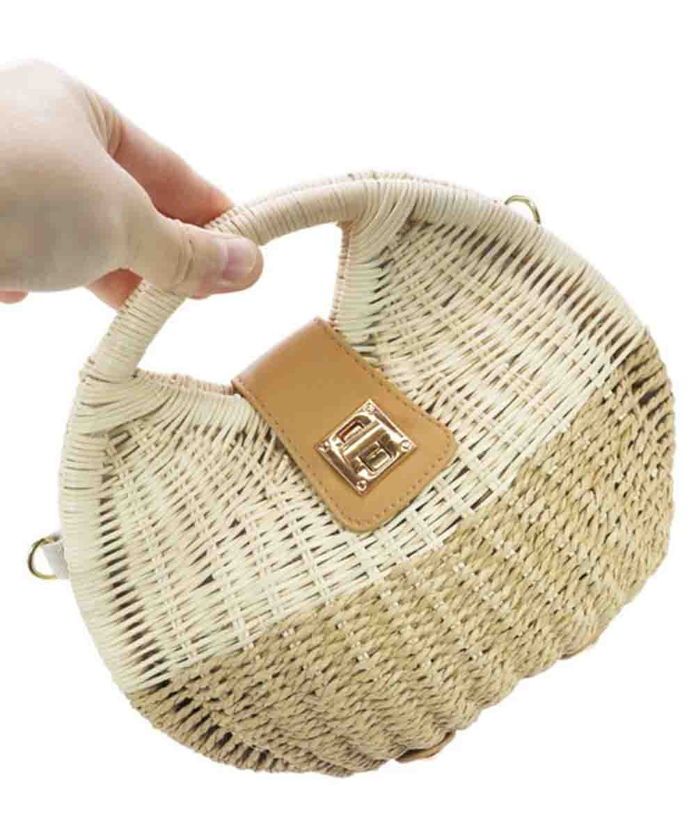 Solana Rattan Straw Circle Bag