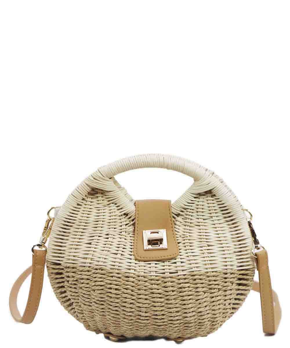 Solana Rattan Straw Circle Bag