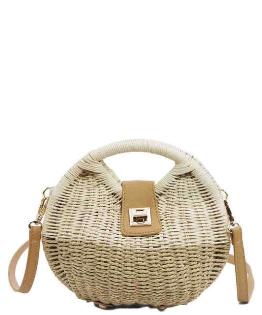 Solana Rattan Straw Circle Bag