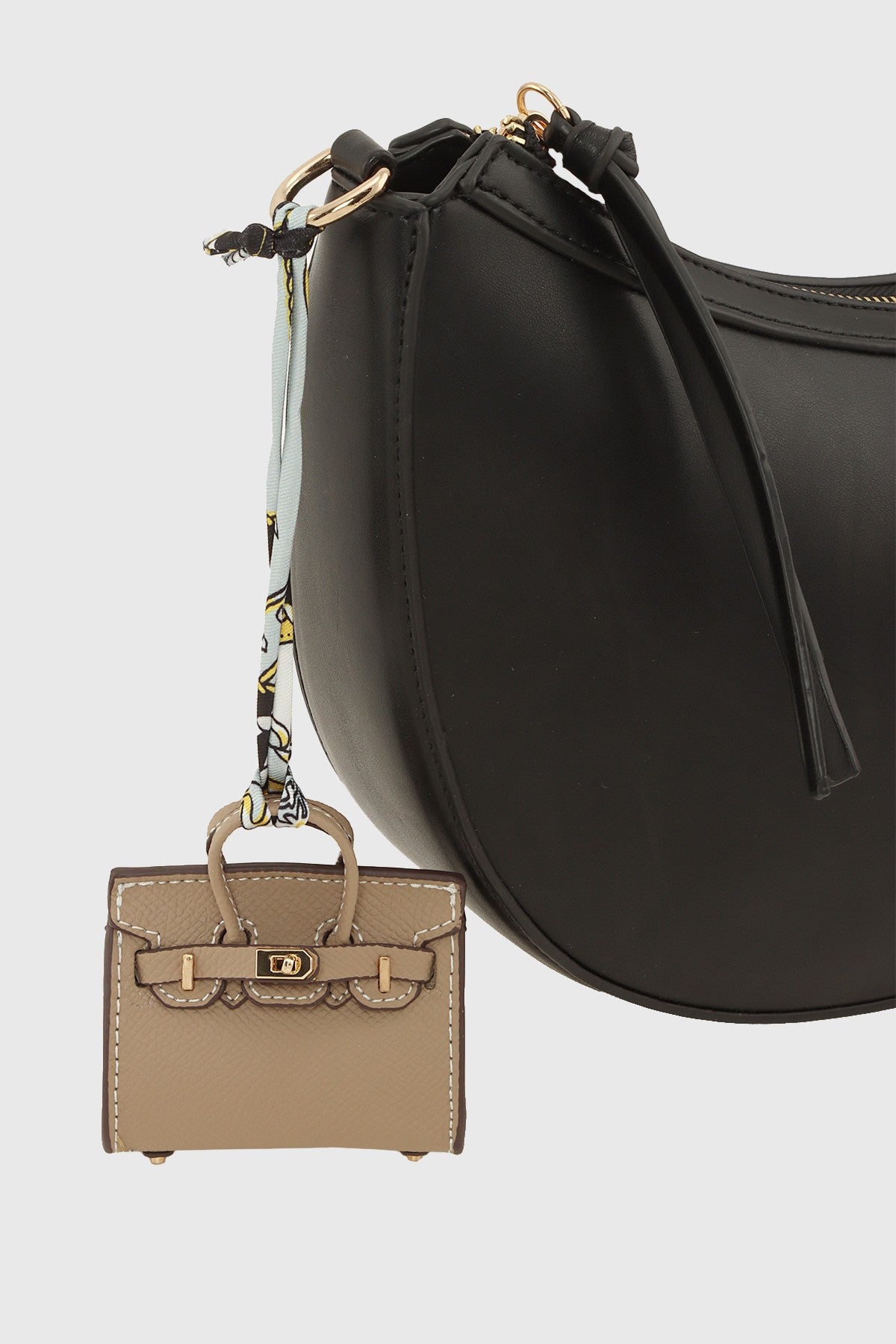 Textured Faux Leather Bag Charm
