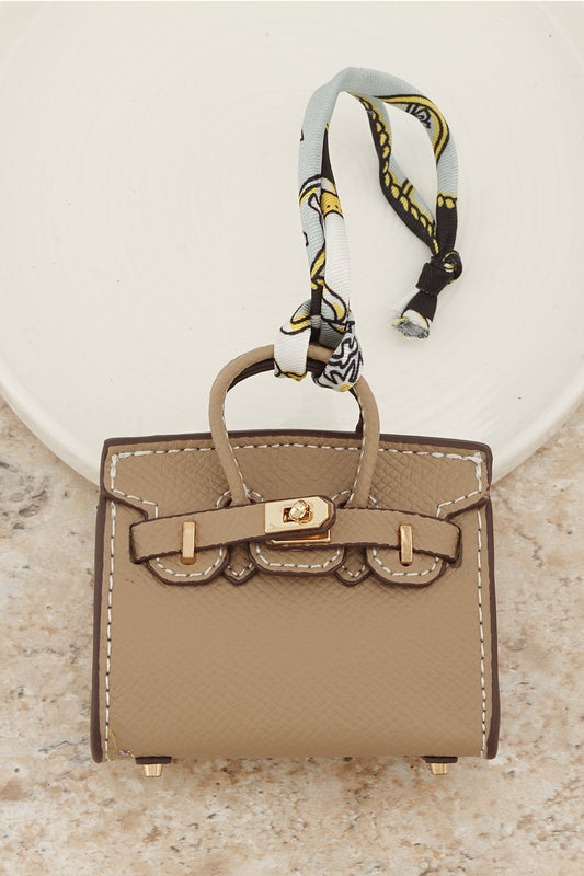 Textured Faux Leather Bag Charm