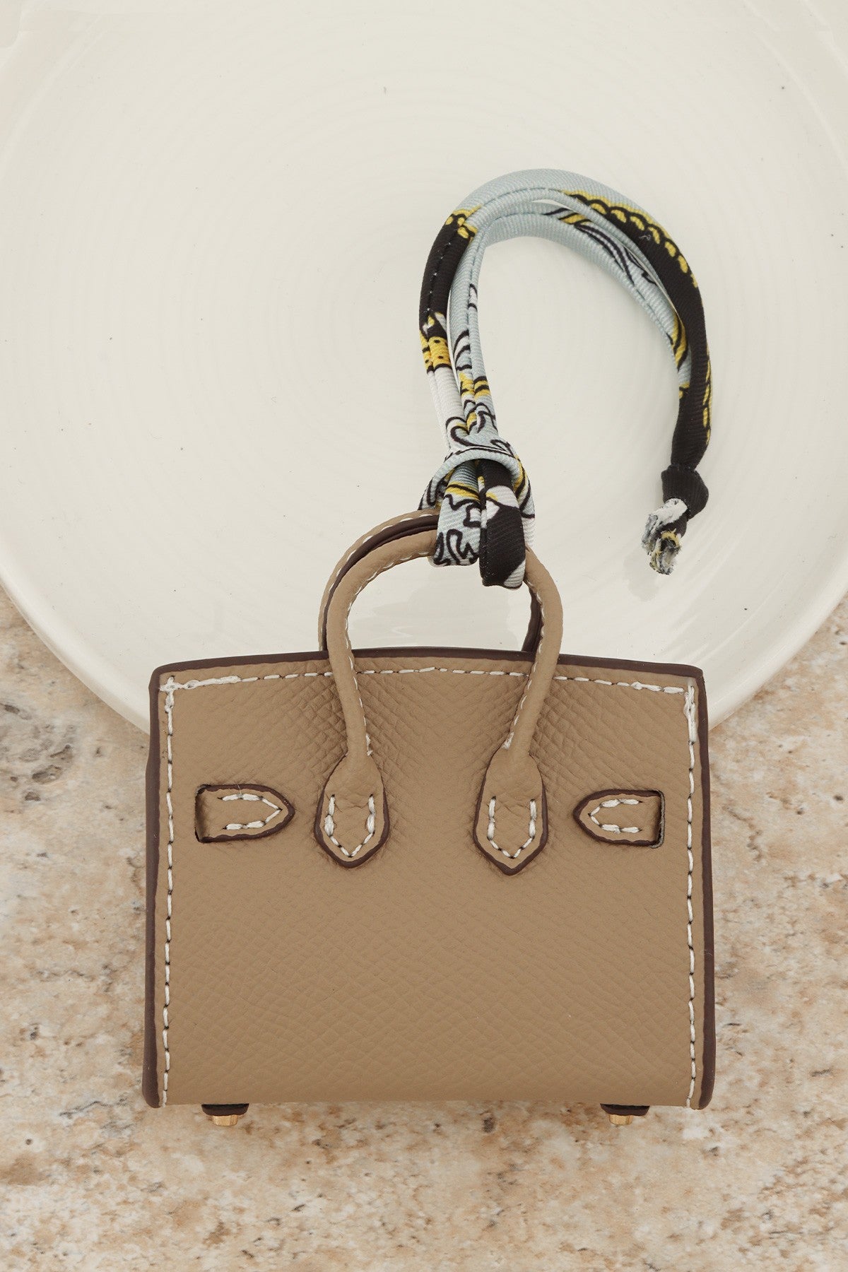 Textured Faux Leather Bag Charm