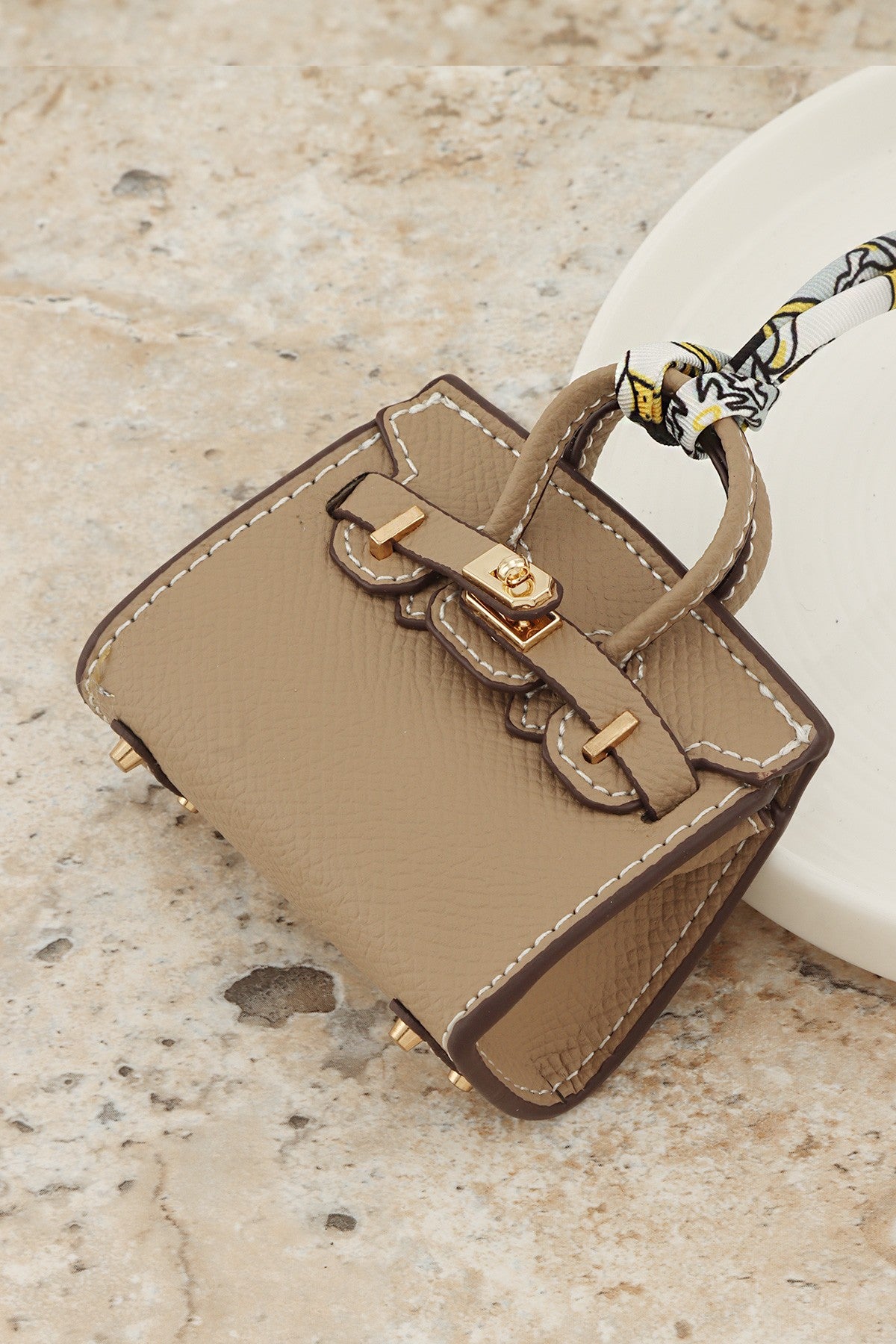 Textured Faux Leather Bag Charm