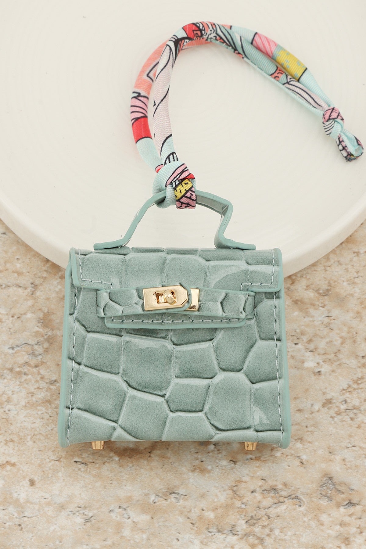 Faux Crocodile Mini Bag Charm