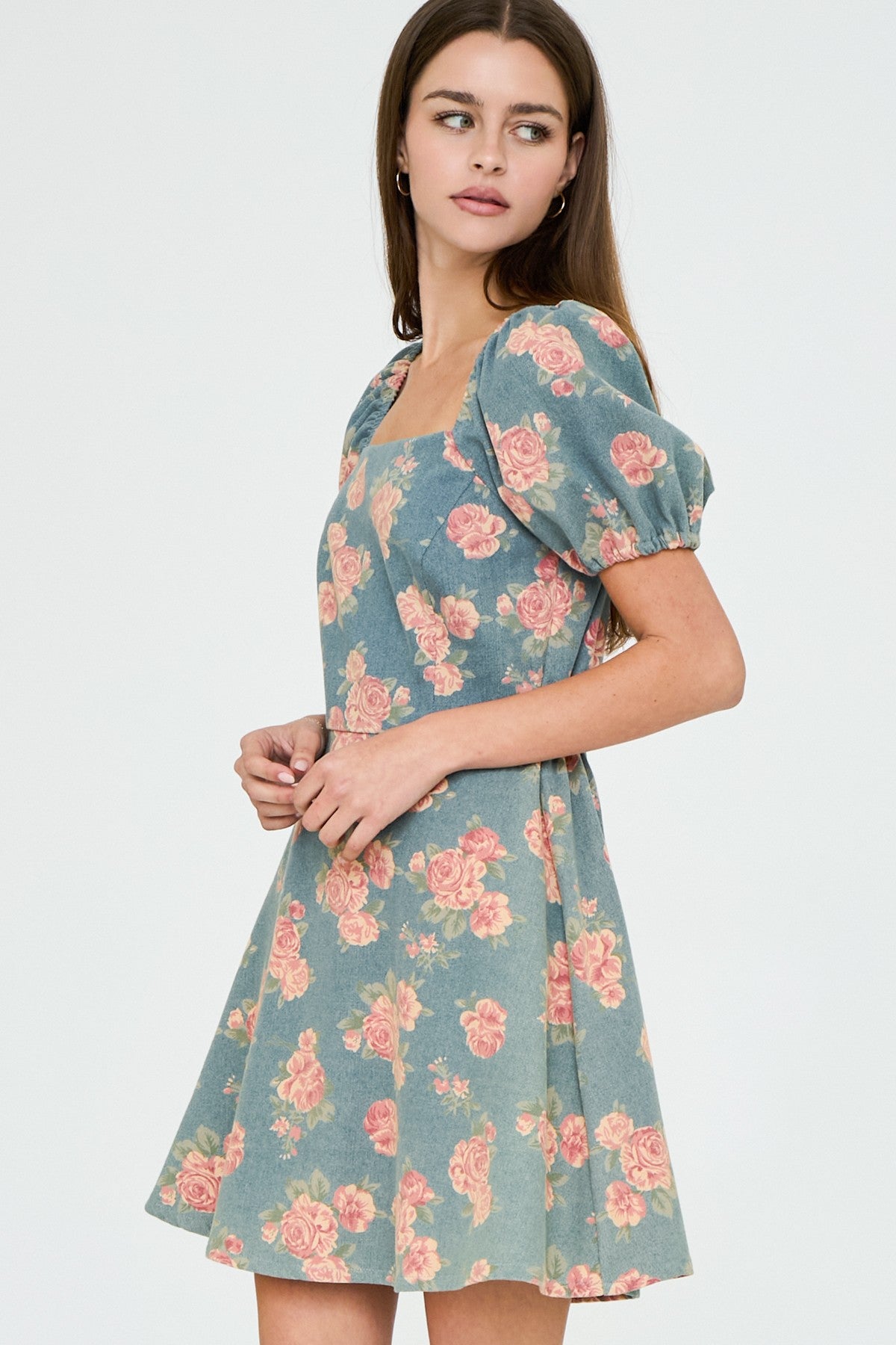 Bohemian Rose Mini Denim Dress