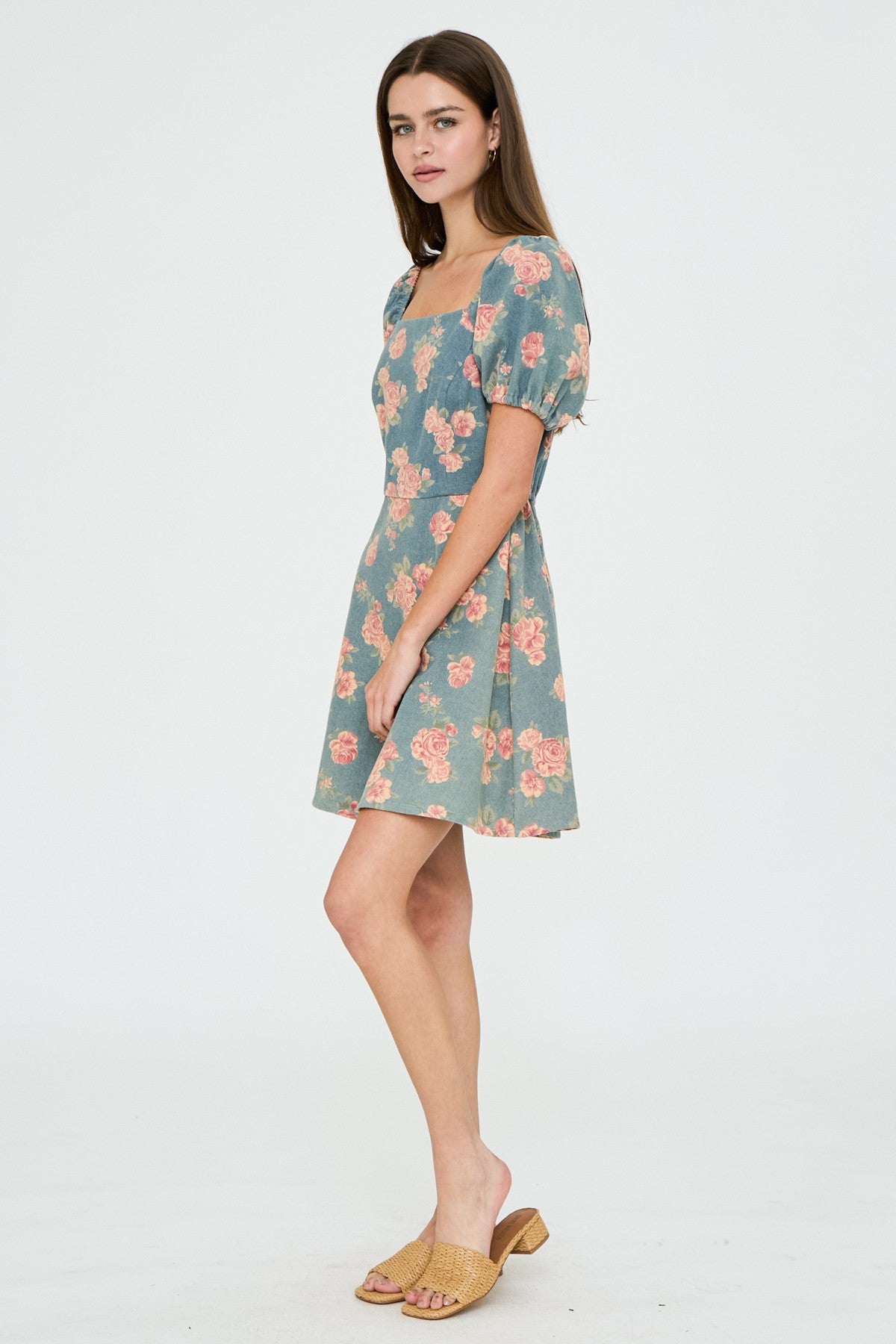 Bohemian Rose Mini Denim Dress