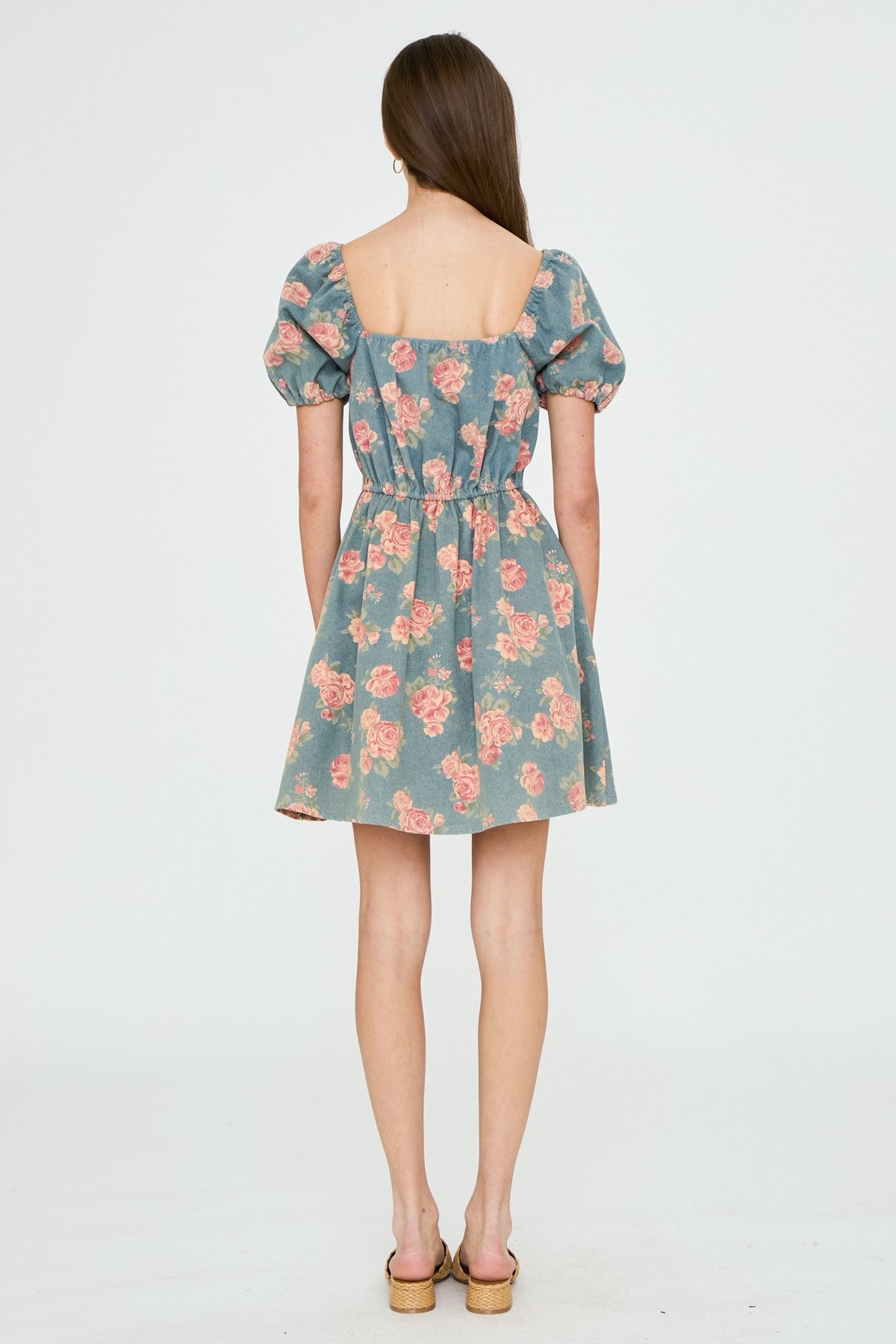 Bohemian Rose Mini Denim Dress