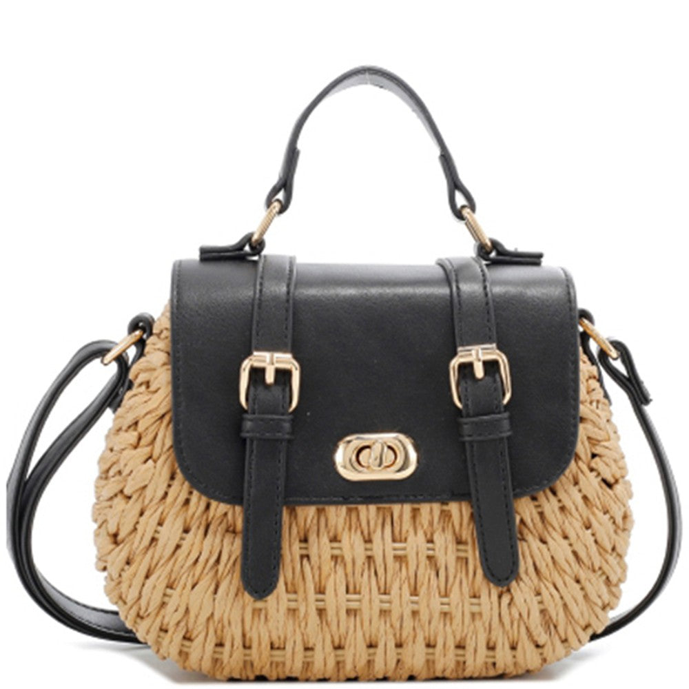 Chic Twist Lock Buckle Handle Satchel Bag