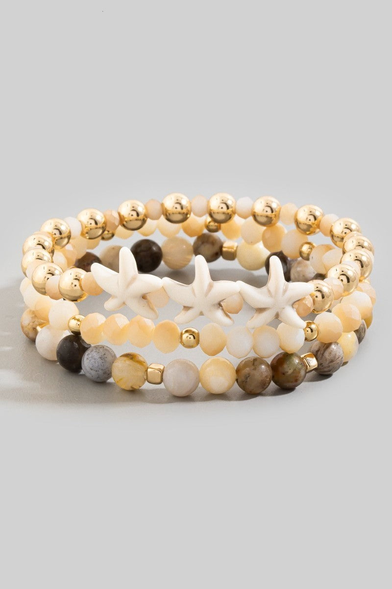 Starfish Charms Beaded Bracelet Set