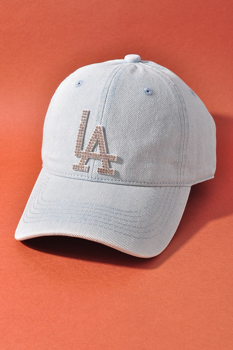 Bedazzled Denim LA Baseball Cap