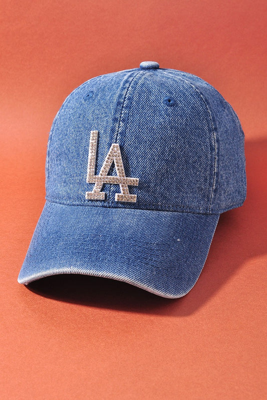 Bedazzled Denim LA Baseball Cap