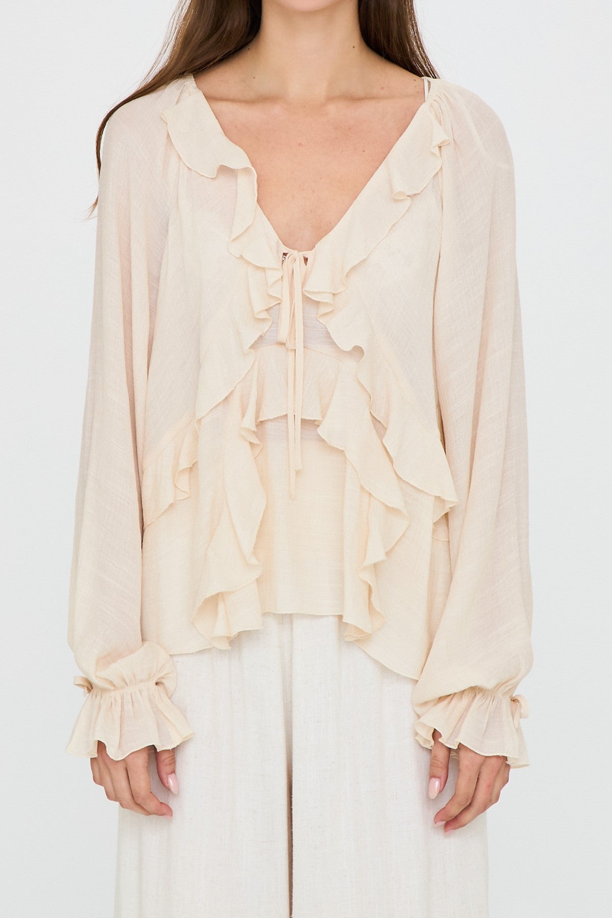 Chloe Long Sleeve Ruffle Detail Blouse