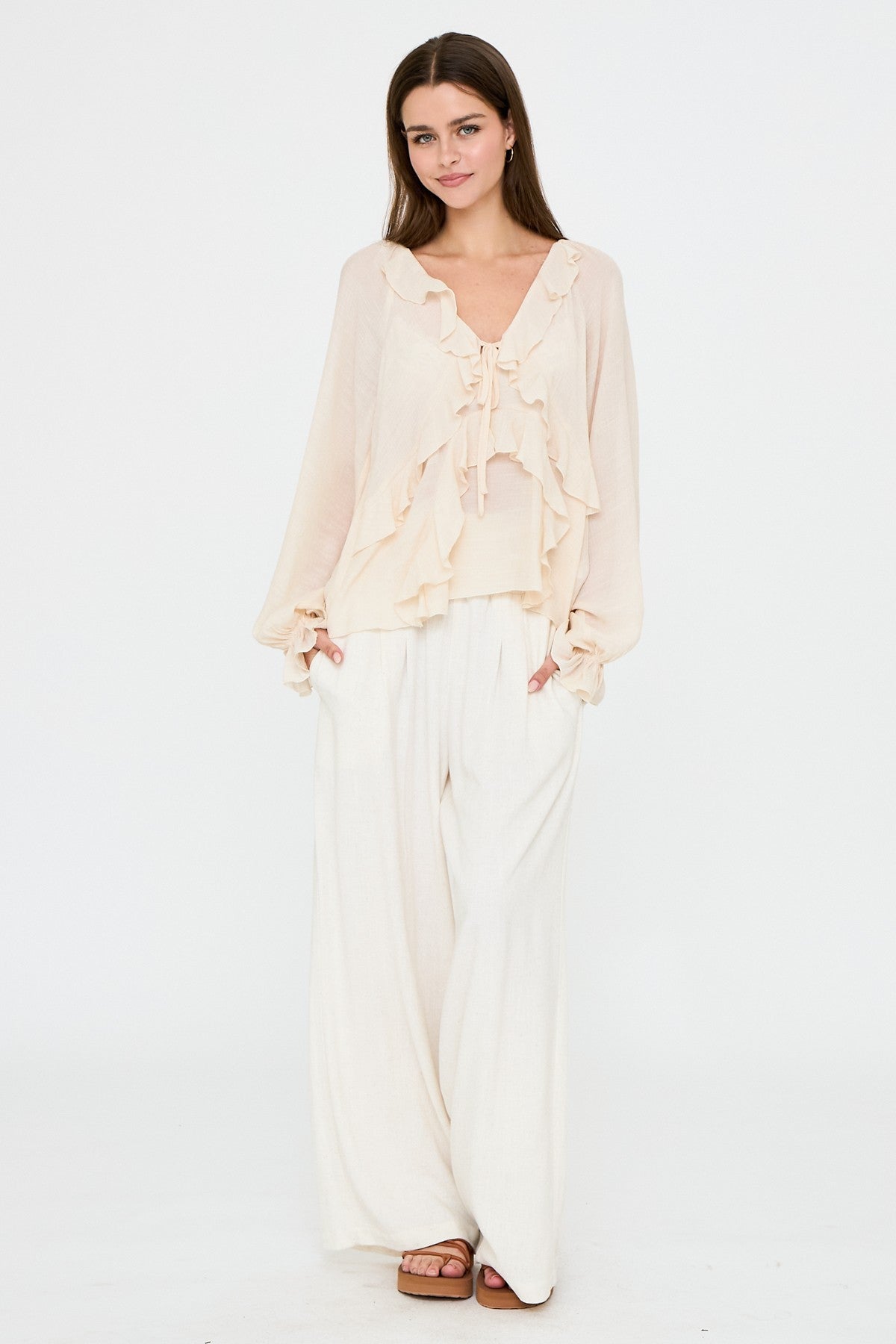 Chloe Long Sleeve Ruffle Detail Blouse