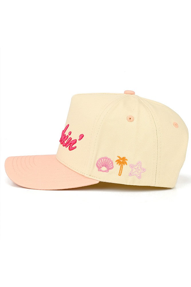 Beachin' Letter Embroidered On Two Tone Trucker Hat