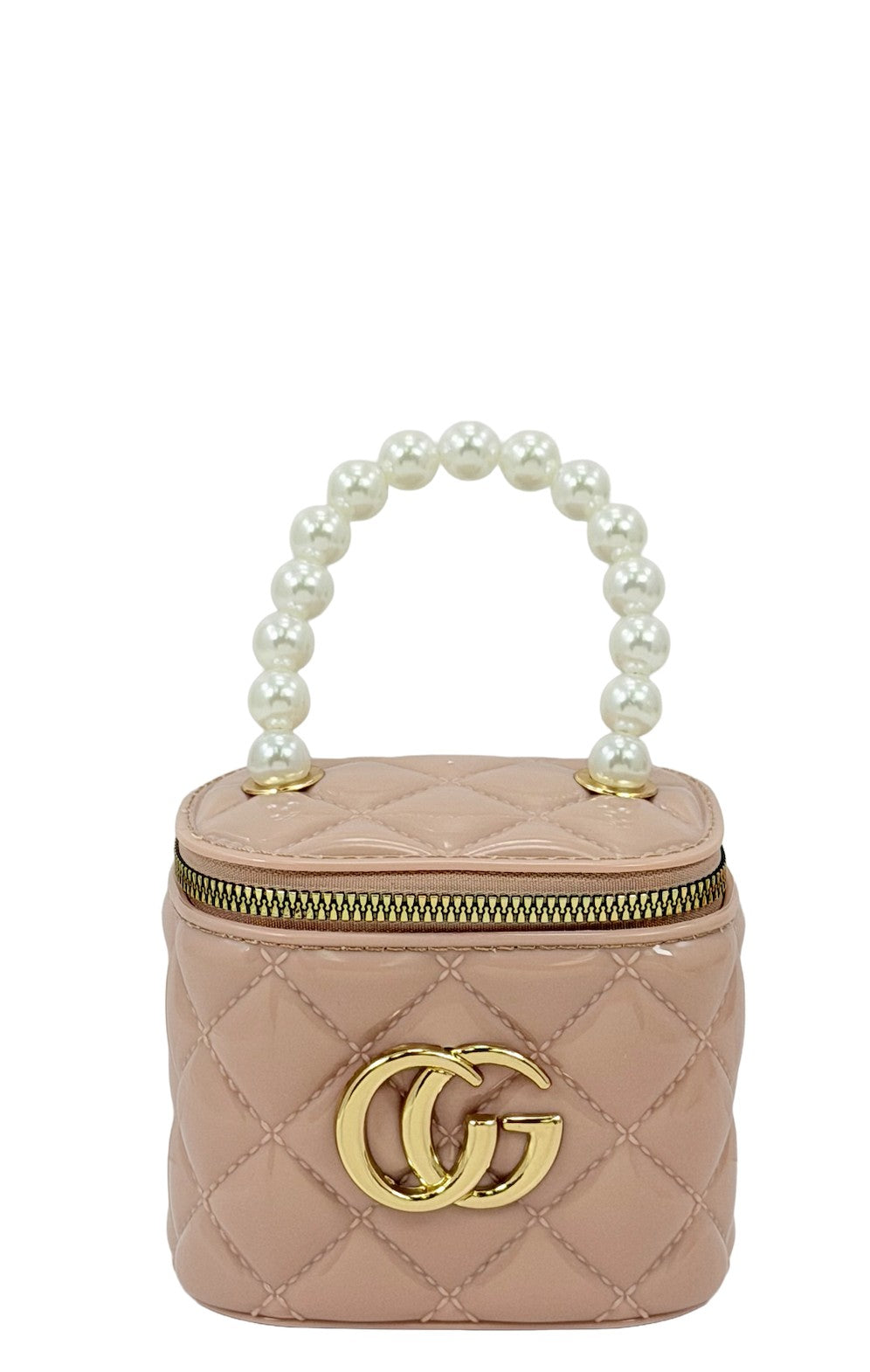 Quilted Vanity Handbag With Pearl Handle
