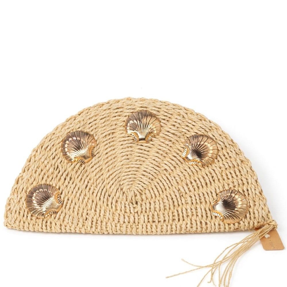 Golden Shell Half Moon Clutch Bag