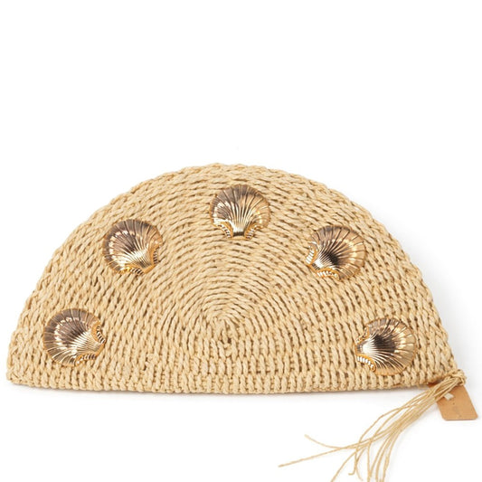 Golden Shell Half Moon Clutch Bag
