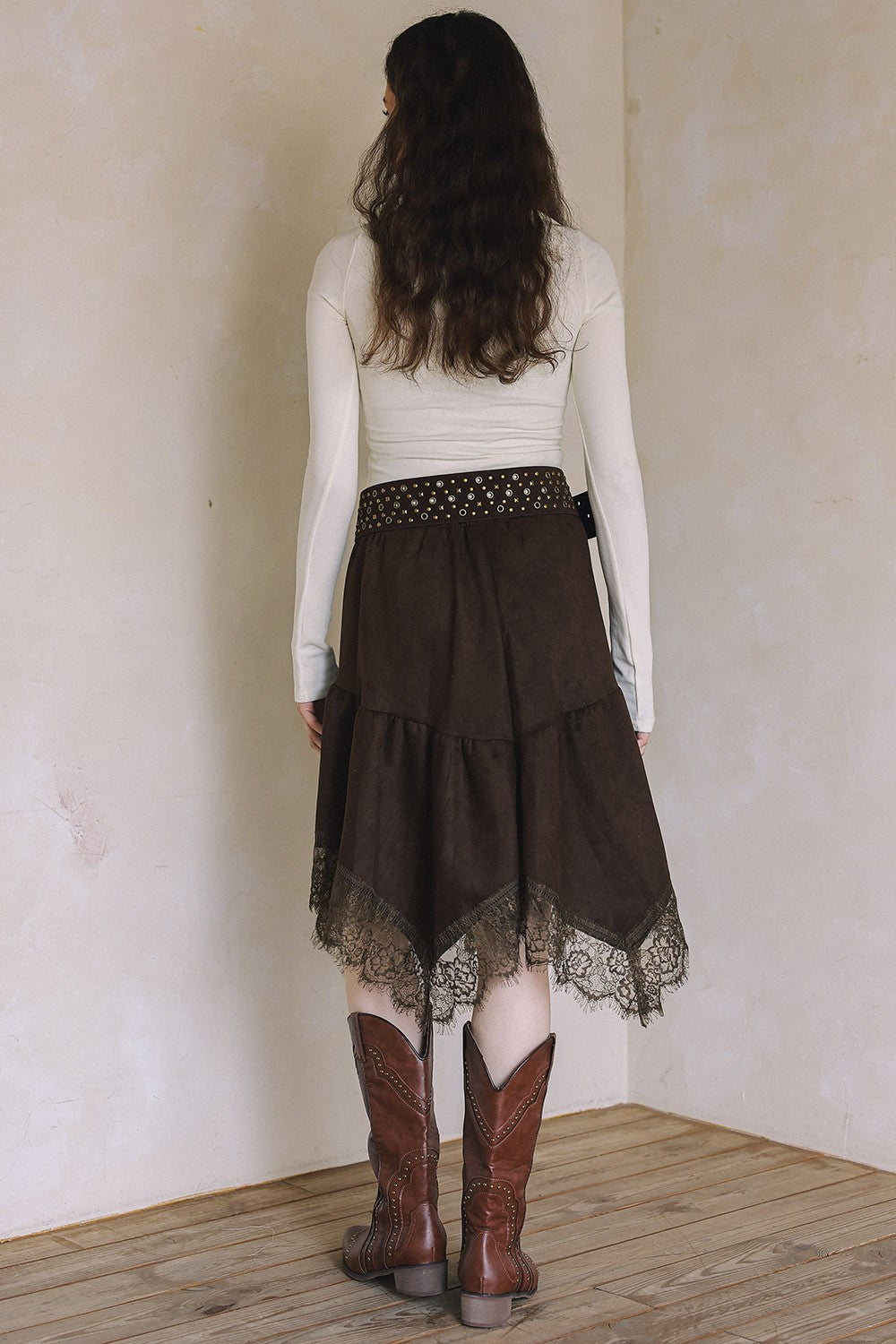 Maddie Asymmetrical Lace Trim Skirt
