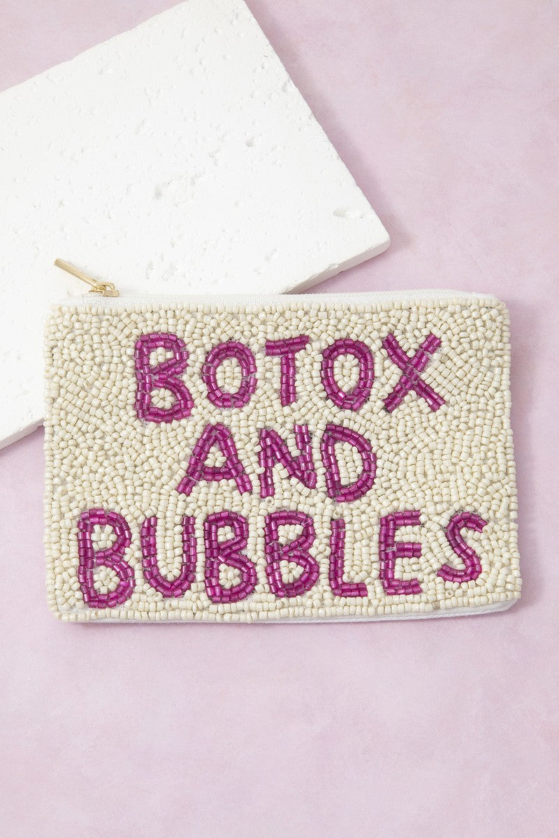 Beaded Botox And Bubbles Themed Coin Purse