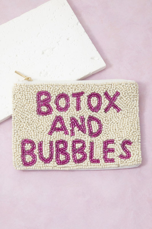 Beaded Botox And Bubbles Themed Coin Purse