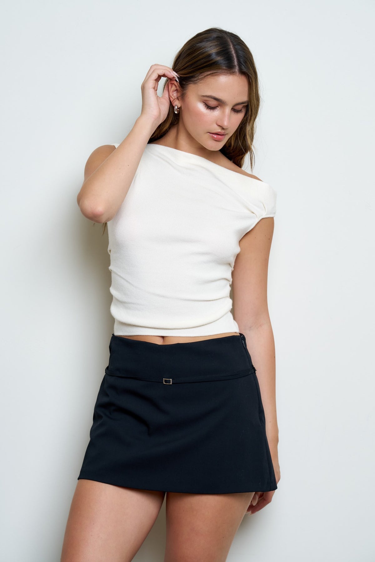 Now is the time Asymmetric Boat Neck Top