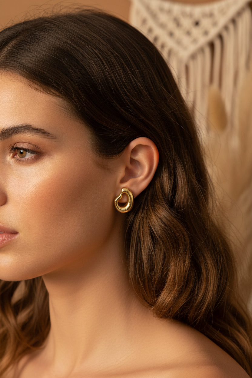 Minimalist Organic Abstract Open Stud Earrings