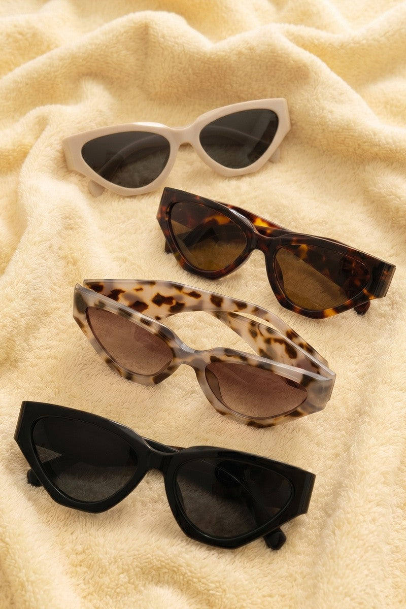Havana Geometric Angular Cat Eye Sunglasses