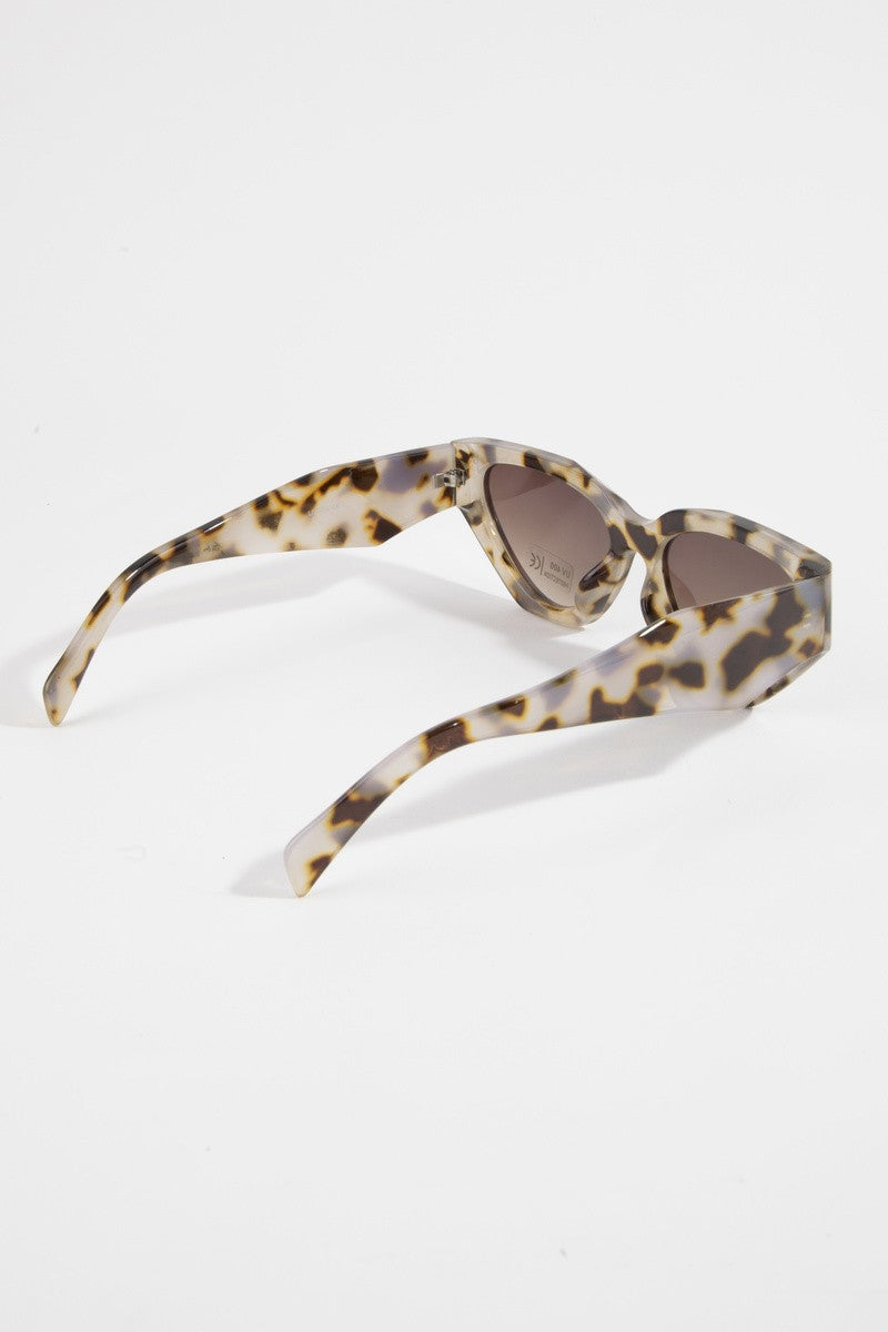 Havana Geometric Angular Cat Eye Sunglasses
