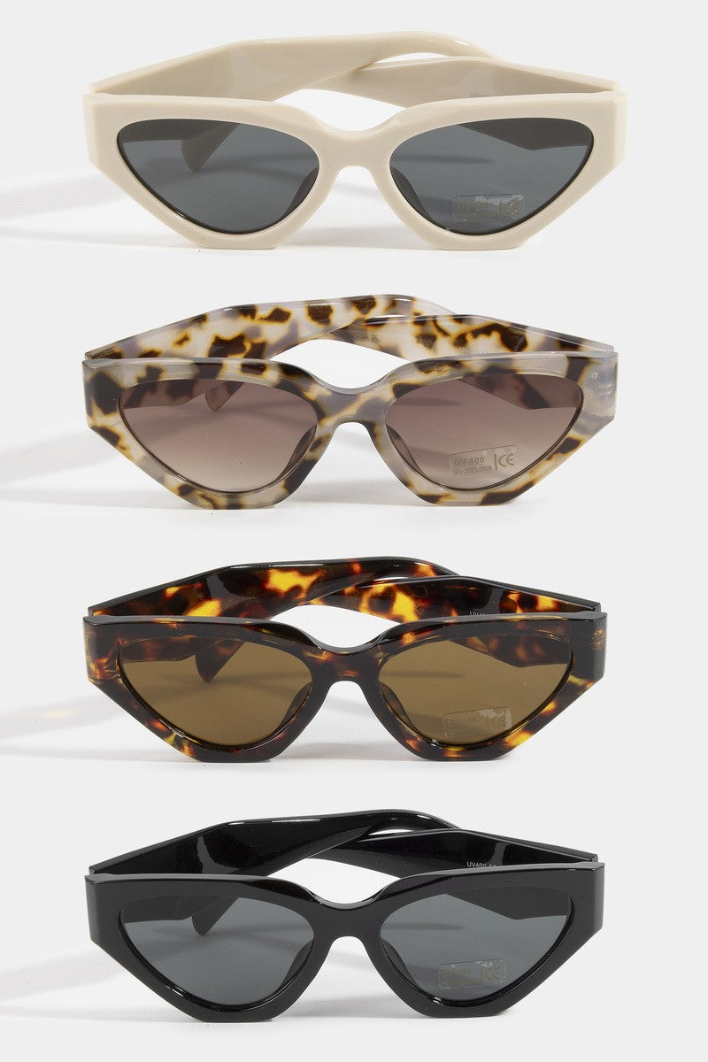 Havana Geometric Angular Cat Eye Sunglasses