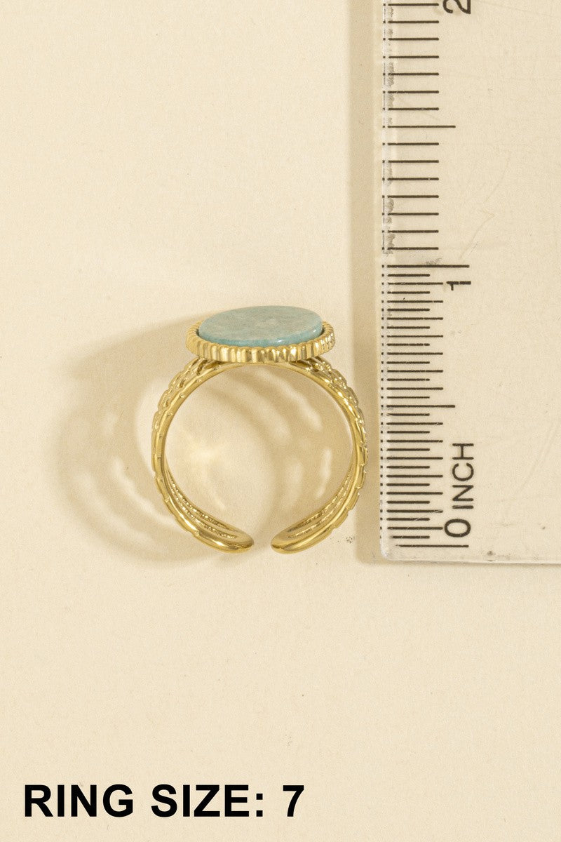 Marina Azul Oval Stone Beaded Bezel Triple Band Ring