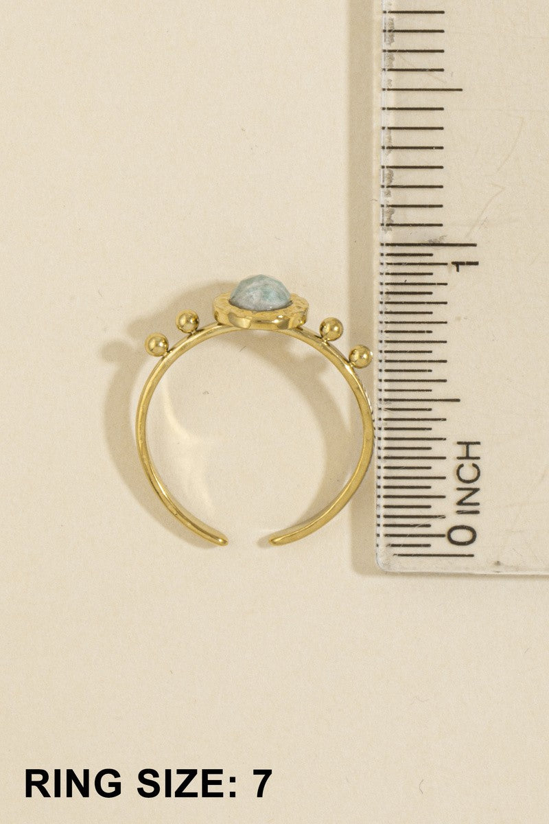 Bohemian Oval Stone Beaded Accent Band Ring