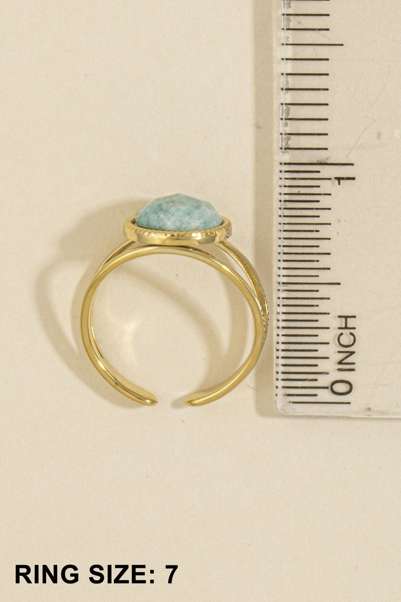 Bahia Round Stone Textured Nugget Band Ring