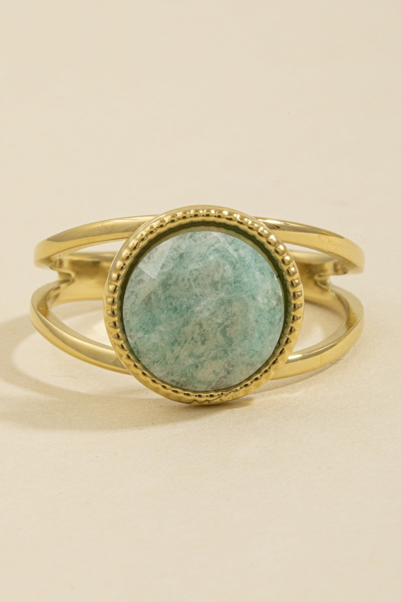 Bahia Round Stone Textured Nugget Band Ring