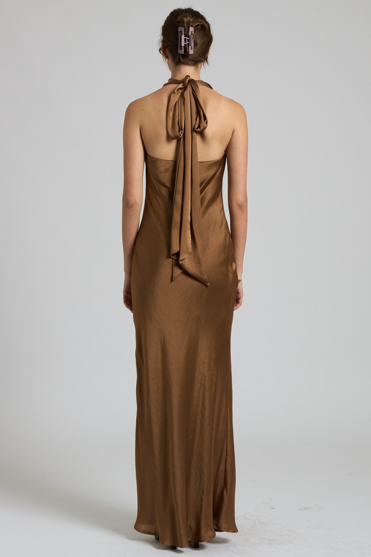 Penelope Satin Halter Cowl Neck Maxi Dress