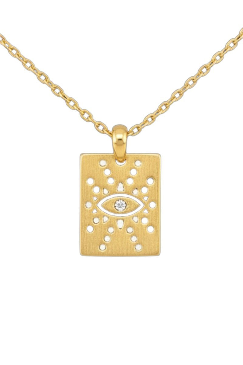 Celestial Evil Eye Tag Pendant Necklace