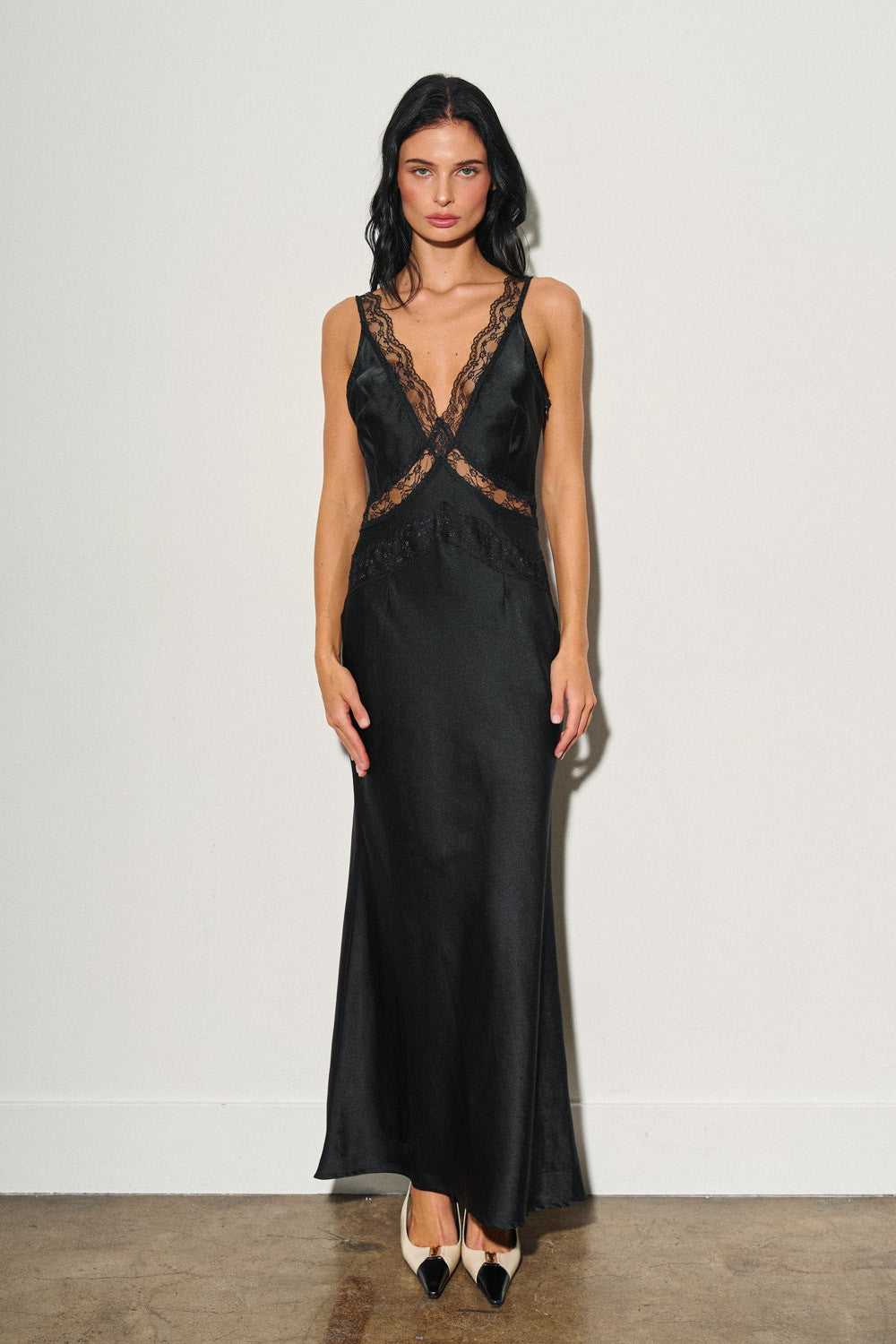 Scorpio Season Satin Maxi Dress W/ Lace Details