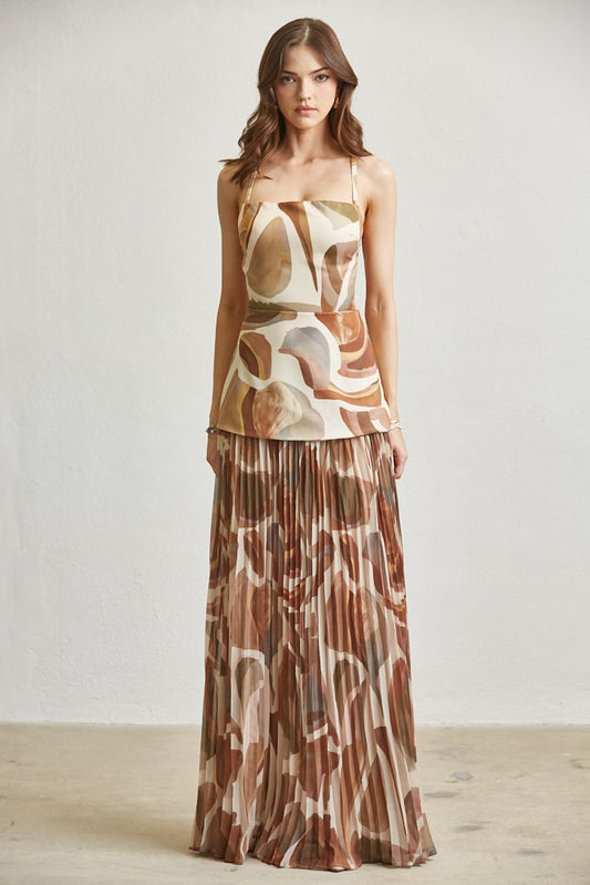 Best Dressed Pleated Satin Maxi Dress