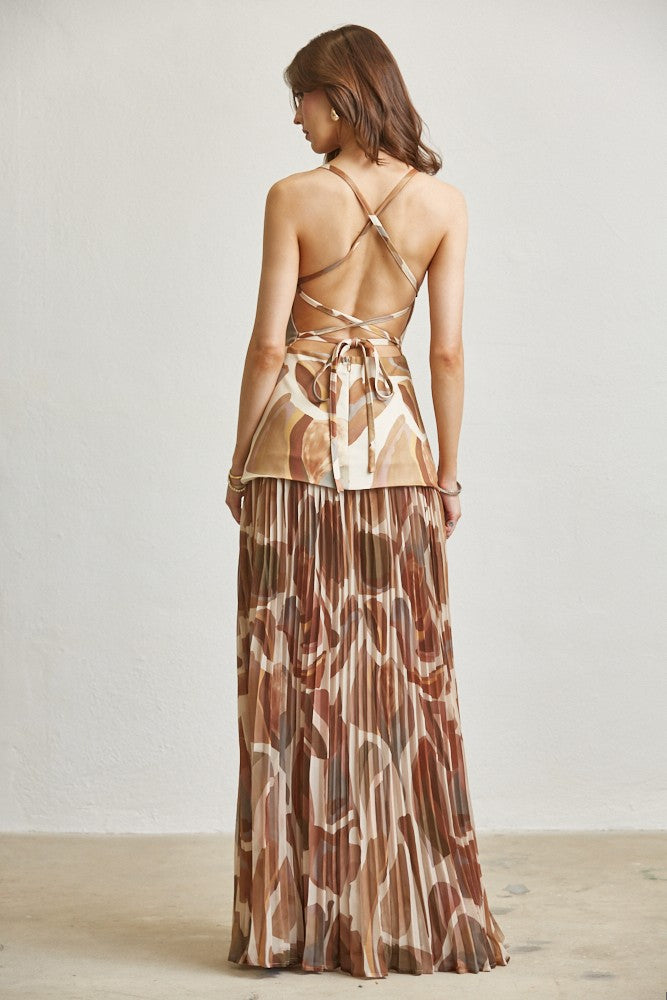 Best Dressed Pleated Satin Maxi Dress