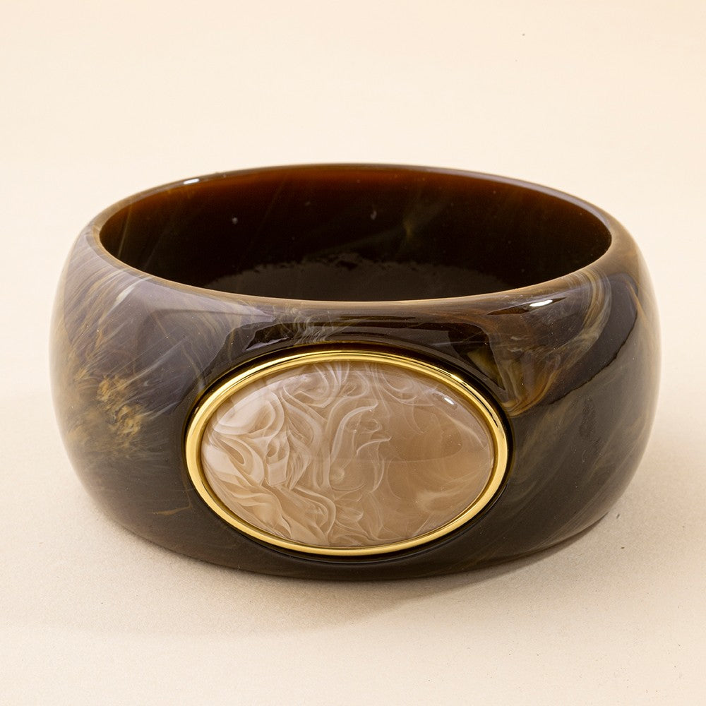 Morocco Marbled Wide Bangle Bracelet