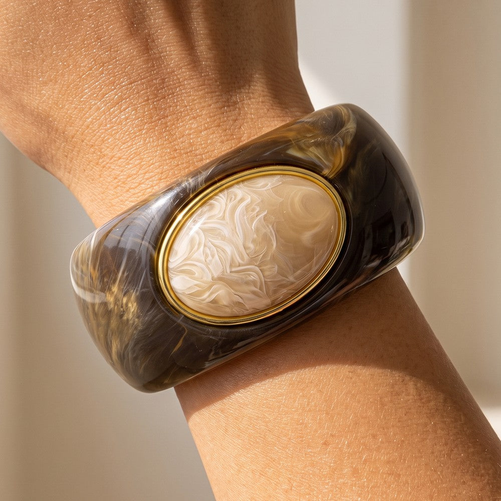 Morocco Marbled Wide Bangle Bracelet