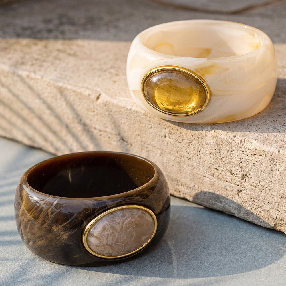 Morocco Marbled Wide Bangle Bracelet