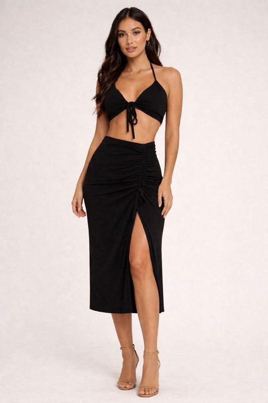 Noir Allure Skirt Set
