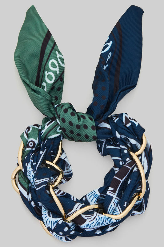 Bandana Wrap Bracelet With Chain Detail